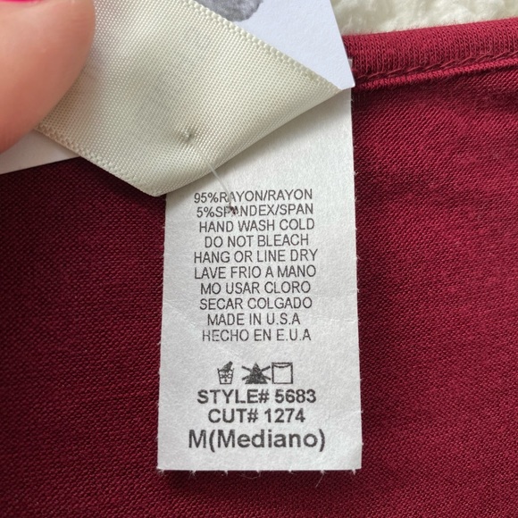 Burgundy Blouse with Cross-Cross Neck NWT Size Medium - Picture 5 of 6